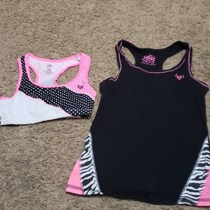 justice kids matching sports bra and tank top set